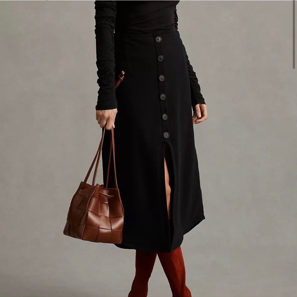 Anthropologie Maeve Button-Front Cutout Midi Skirt Women's Size XL